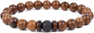 Bracelet Wooden Beads Balance Black Lava Rock Bangles Jewelry 8mm Natural Wood Women Prayer Jewelry Yoga Bracelets,40,23cm-9.1inch