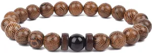 Bracelet Wooden Beads Balance Black Lava Rock Bangles Jewelry 8mm Natural Wood Women Prayer Jewelry Yoga Bracelets,41,19cm-7.5inch