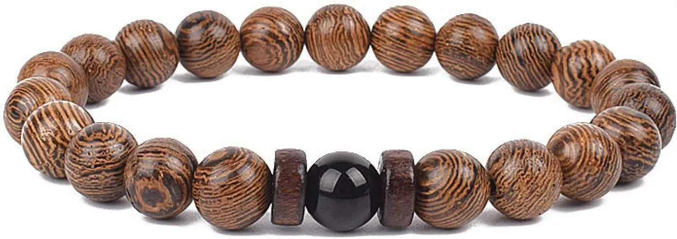 Bracelet Wooden Beads Balance Black Lava Rock Bangles Jewelry 8mm Natural Wood Women Prayer Jewelry Yoga Bracelets,41,19cm-7.5inch