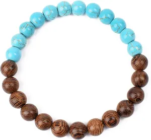 Bracelet Wooden Beads Balance Black Lava Rock Bangles Jewelry 8mm Natural Wood Women Prayer Jewelry Yoga Bracelets,4,19cm-7.5inch