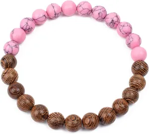 Bracelet Wooden Beads Balance Black Lava Rock Bangles Jewelry 8mm Natural Wood Women Prayer Jewelry Yoga Bracelets,5,19cm-7.5inch