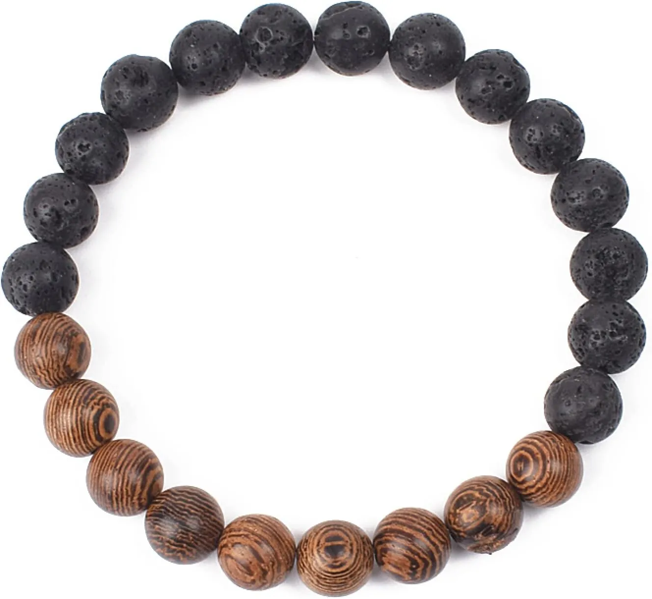 Bracelet Wooden Beads Balance Black Lava Rock Bangles Jewelry 8mm Natural Wood Women Prayer Jewelry Yoga Bracelets,8,17cm-6.7inch