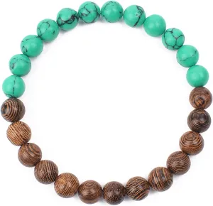 Bracelet Wooden Beads Balance Black Lava Rock Bangles Jewelry 8mm Natural Wood Women Prayer Jewelry Yoga Bracelets,9,21cm-8.3inch