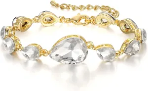 BriLove Shiny Gorgeous Women's Crystal Multi Teardrop Cluster Link Bracelet for Wedding Bridal Party Prom