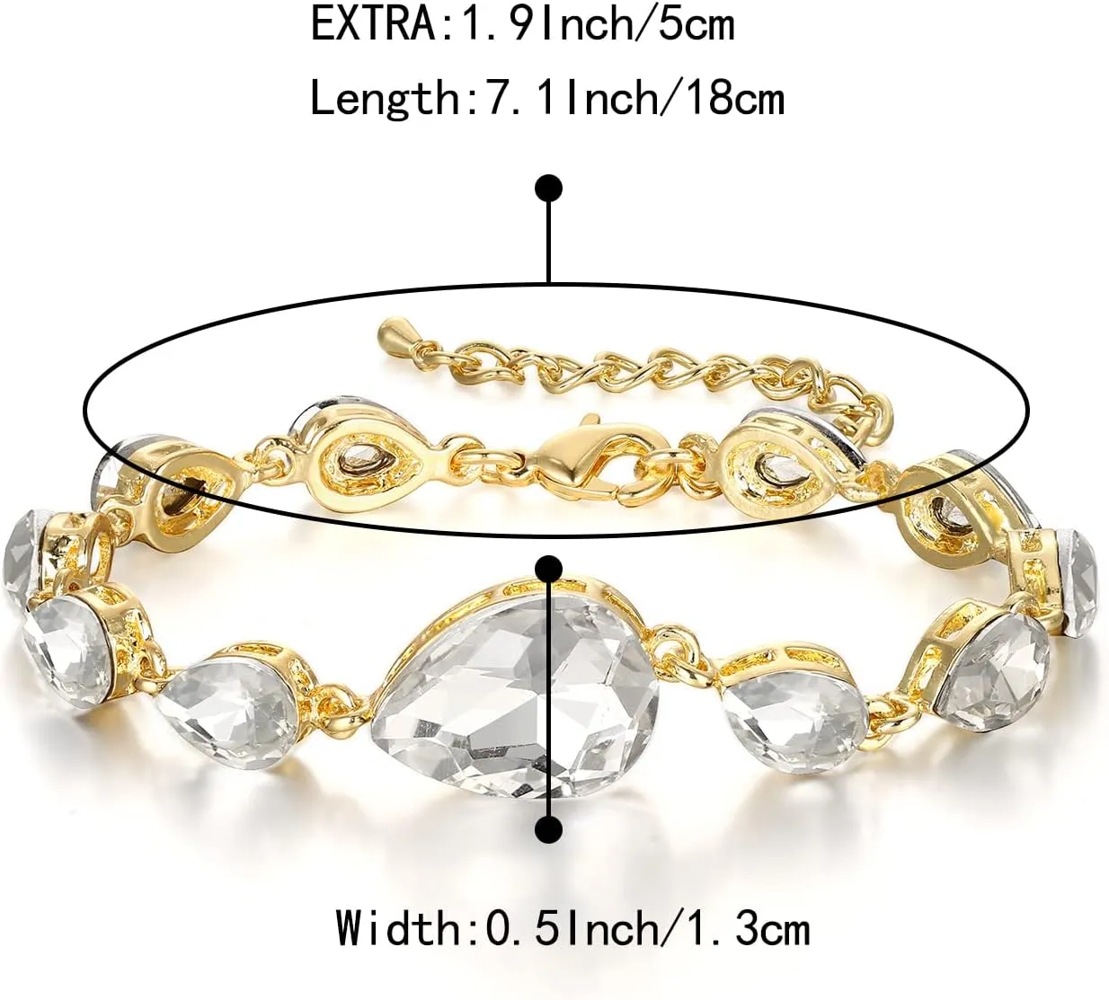 BriLove Shiny Gorgeous Women's Crystal Multi Teardrop Cluster Link Bracelet for Wedding Bridal Party Prom