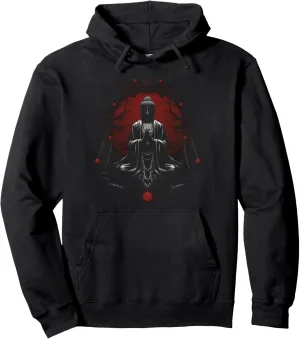 Buddhist Art Japanese Juzu Beads Zen Meditation Graphic Pullover Hoodie
