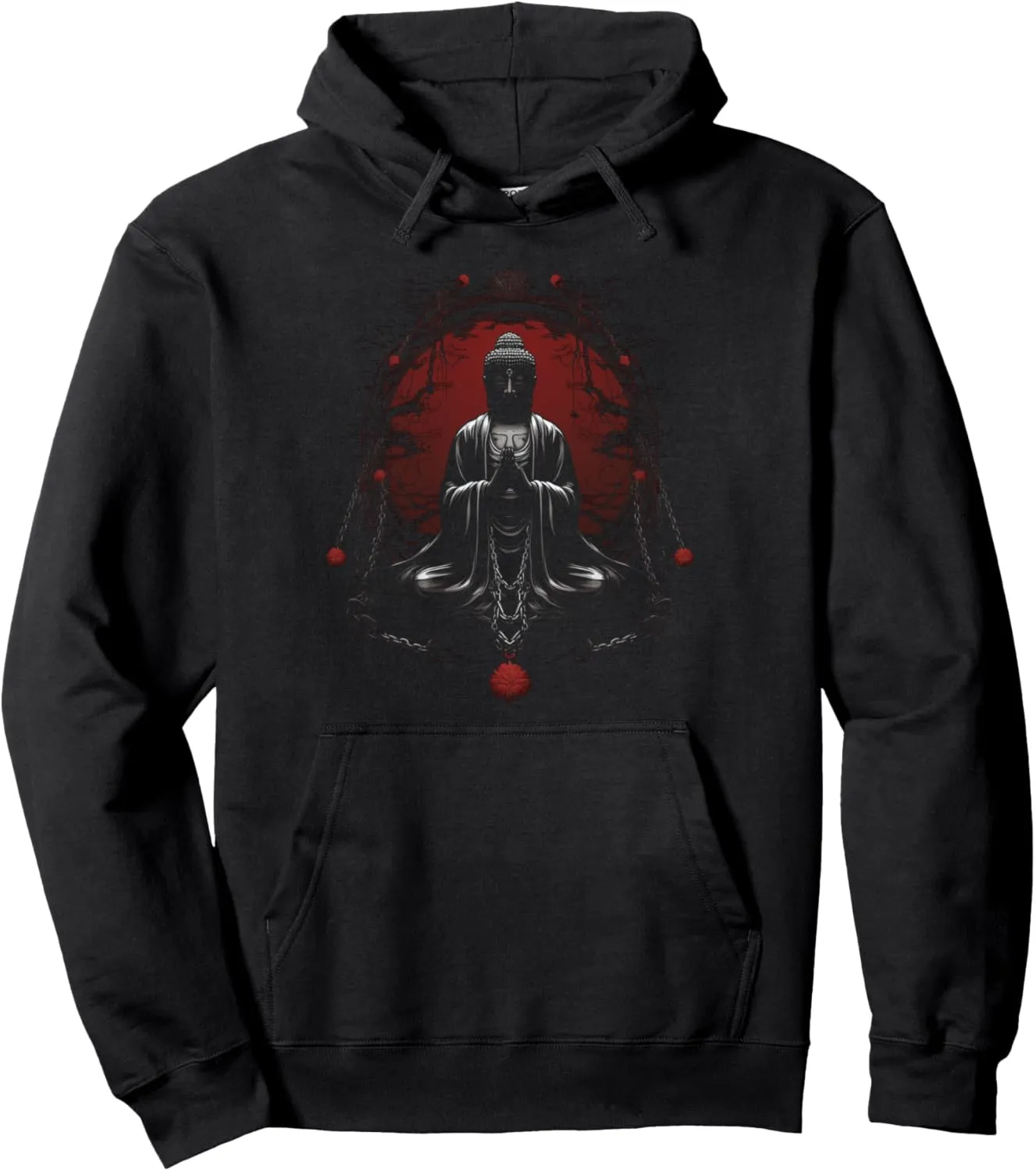 Buddhist Art Japanese Juzu Beads Zen Meditation Graphic Pullover Hoodie