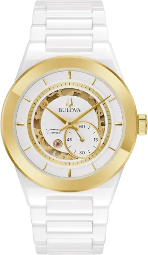 Bulova Men's Modern Millenia 3-Hand Automatic Ceramic Watch, Open Aperture, Edge-to-Edge Crystal