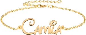Camila Custom Name Bracelet Personalized Dainty Bangles Engraved Cutted Crafted Friendship Ankle Jewelry Gift for Womens