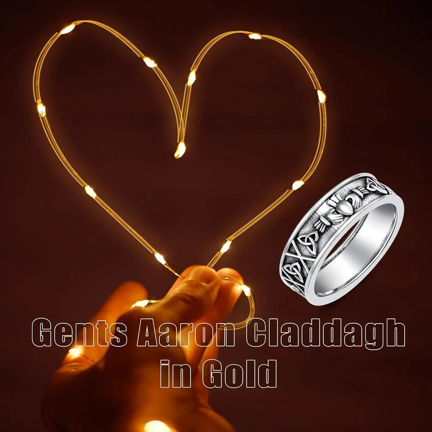 Celtic Claddagh Ring for Men Women S925 Sterling Silver Oxidized Claddagh Band Ring Celtic Knot Irish Friendship Couples Promise Wedding ring Memorial Gift Size 4 to 16