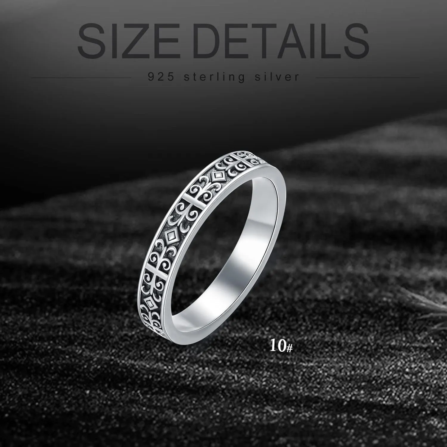 Celtic Wedding Band Ring for Men 925 Sterling Silver Irish Celtic Eternity Ring Retro Stackable Ring Couple Memorial Gift for Engagement Anniversary Size 4-16