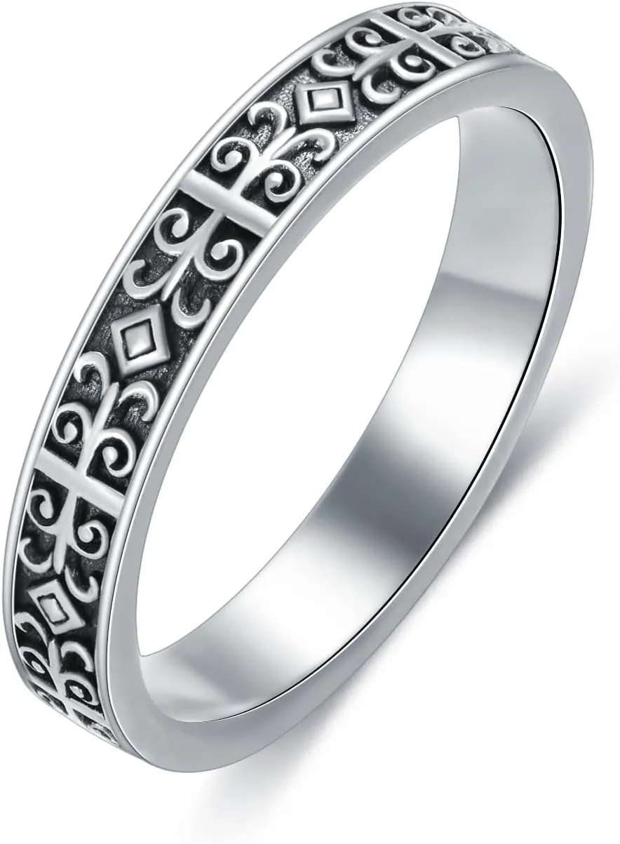 Celtic Wedding Band Ring for Men 925 Sterling Silver Irish Celtic Eternity Ring Retro Stackable Ring Couple Memorial Gift for Engagement Anniversary Size 4-16