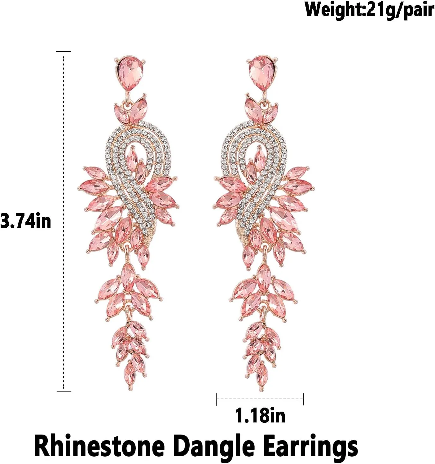 Chandelier Dangle Drop Earrings for Women Rhinestone Statement Earring Marquise Crystal Cluster Brides Wedding Bridal