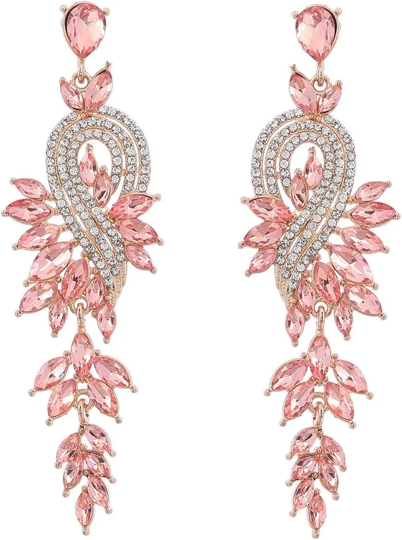 Chandelier Dangle Drop Earrings for Women Rhinestone Statement Earring Marquise Crystal Cluster Brides Wedding Bridal