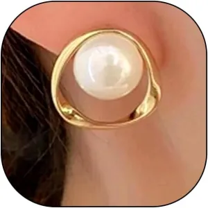 Charm Pearl Stud Earrings for Women,Dainty 14K Gold Geometric Big Pearl Drop Dangle Earrings Trendy Statement Wedding Earrings Accessories Gifts