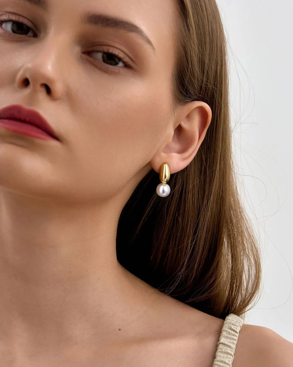 CHESKY Pearl Earrings for Women, Dainty 14K Gold Plated/925 Sterling Silver Drop Quality Handpicked AAA  Freshwater Cultured Round Pearls Dangle Earrings Wedding Jewelry for Women Gifts