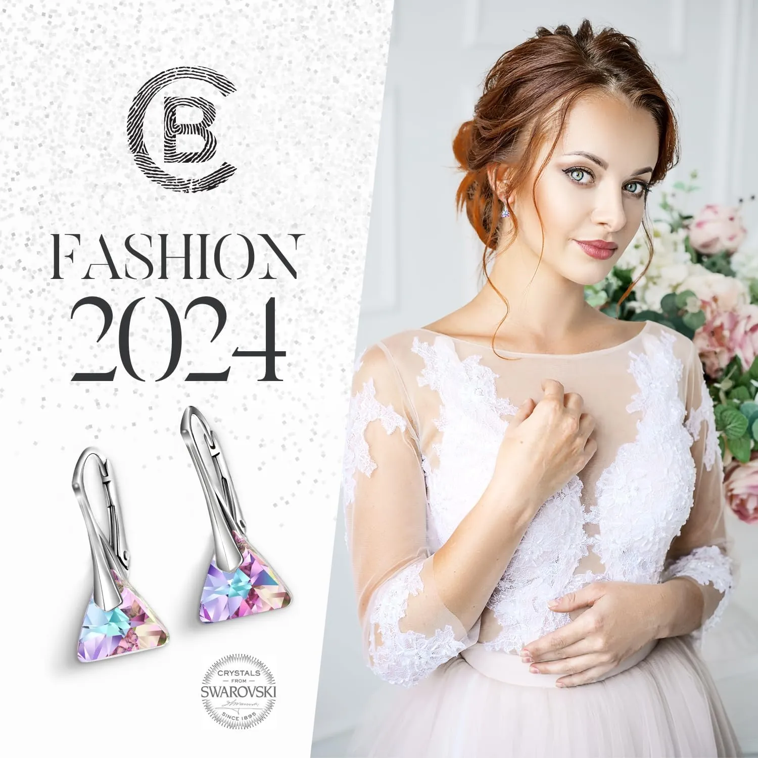 Chic Bijoux Austrian Crystal Earrings for Women Dangling, with 925 Sterling Silver Leverbacks, Gemstone Earrings for Ladies, Jewelry for mom