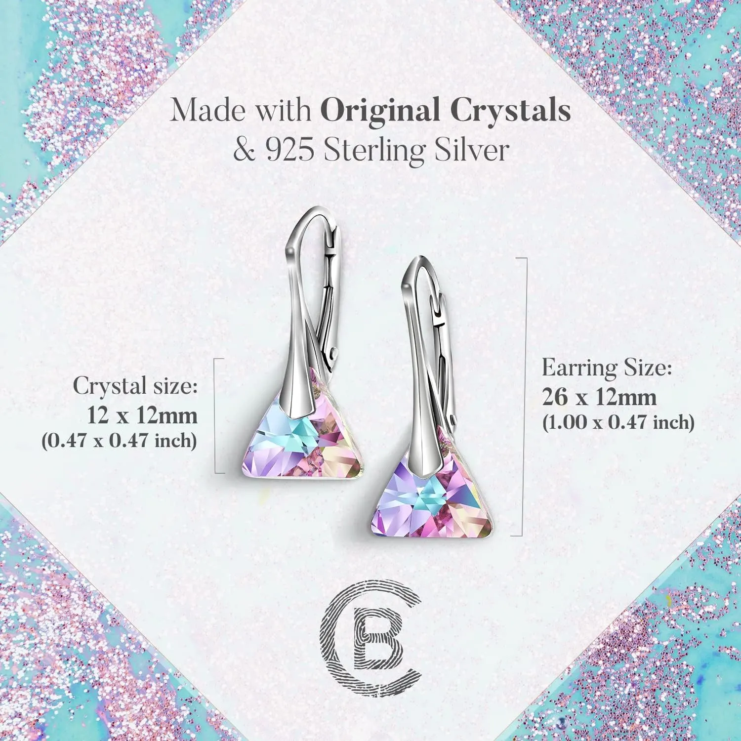 Chic Bijoux Austrian Crystal Earrings for Women Dangling, with 925 Sterling Silver Leverbacks, Gemstone Earrings for Ladies, Jewelry for mom