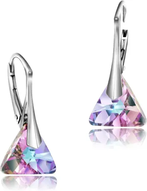 Chic Bijoux Austrian Crystal Earrings for Women Dangling, with 925 Sterling Silver Leverbacks, Gemstone Earrings for Ladies, Jewelry for mom