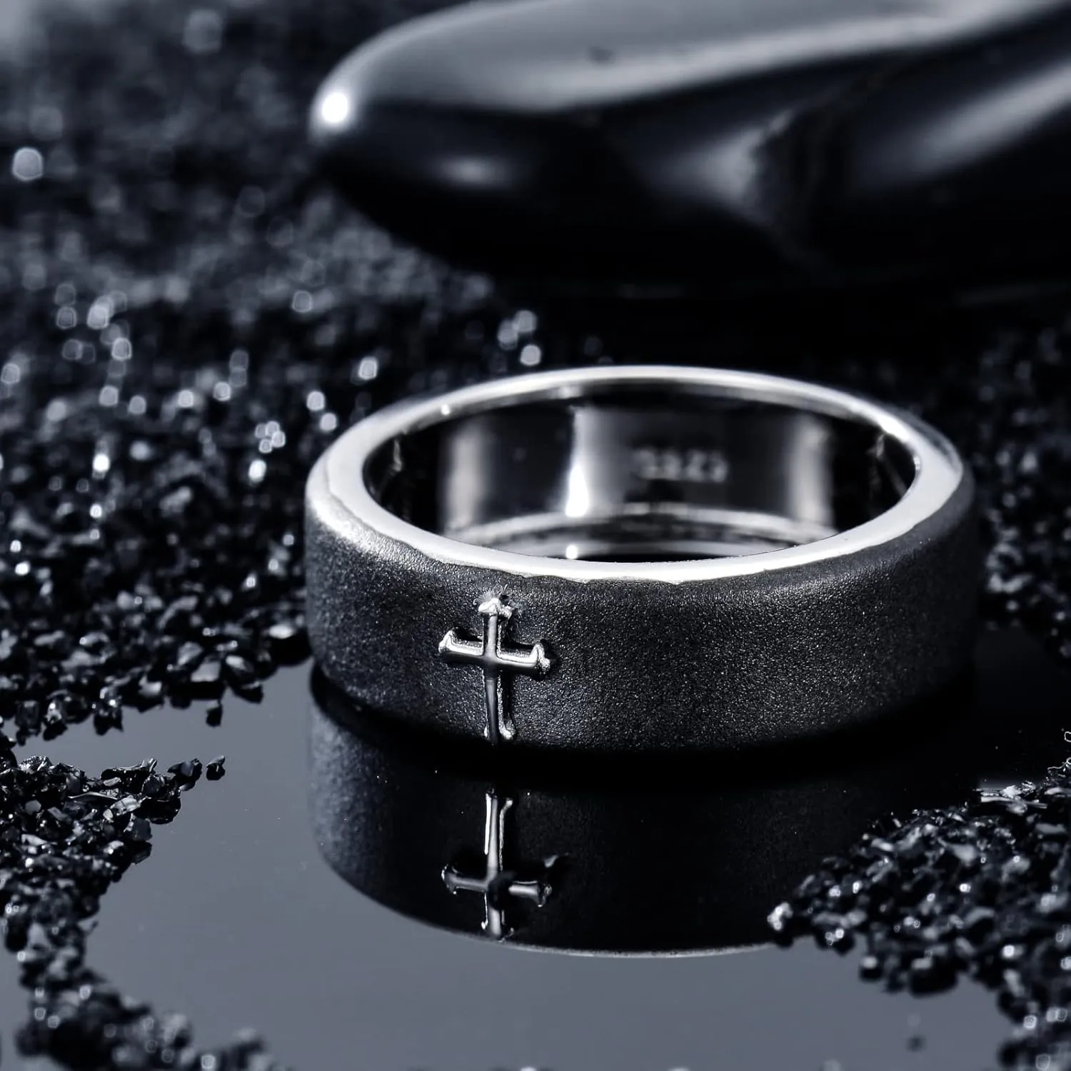 Chrisitan Cross Ring for Men Sterling Silver Vintage Religious Retro Jewelry for Men