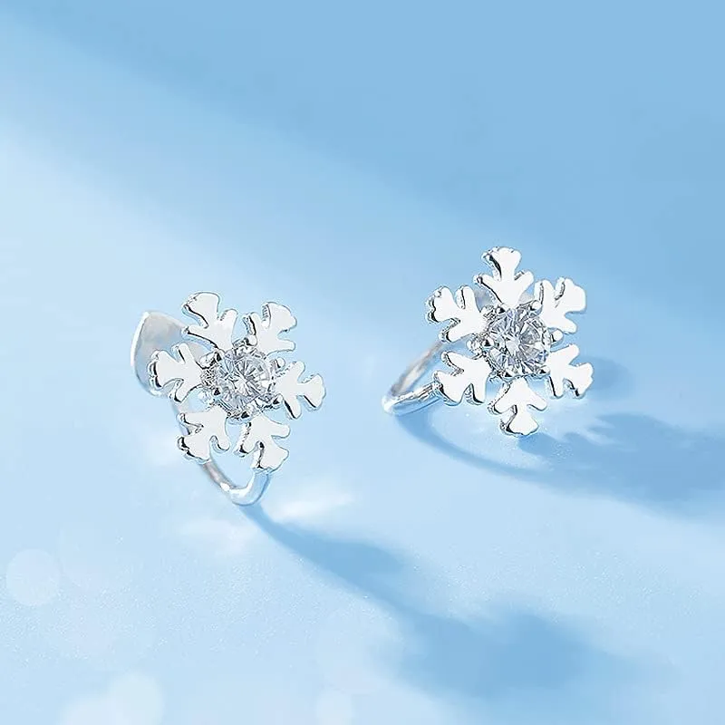 Christmas Earrings Ear Cuff For Women Snowflake Zircon Deer Shiny Dainty Fashion Hypoallergenic Dangle