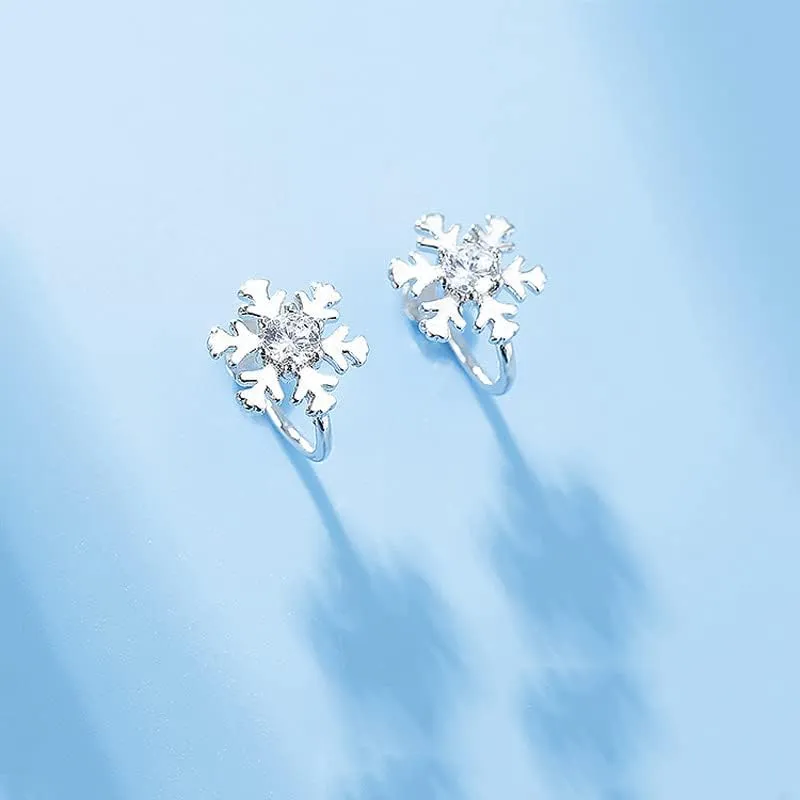 Christmas Earrings Ear Cuff For Women Snowflake Zircon Deer Shiny Dainty Fashion Hypoallergenic Dangle