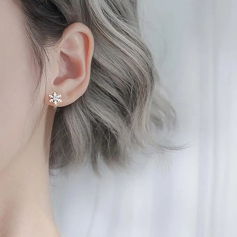 Christmas Earrings Ear Cuff For Women Snowflake Zircon Deer Shiny Dainty Fashion Hypoallergenic Dangle