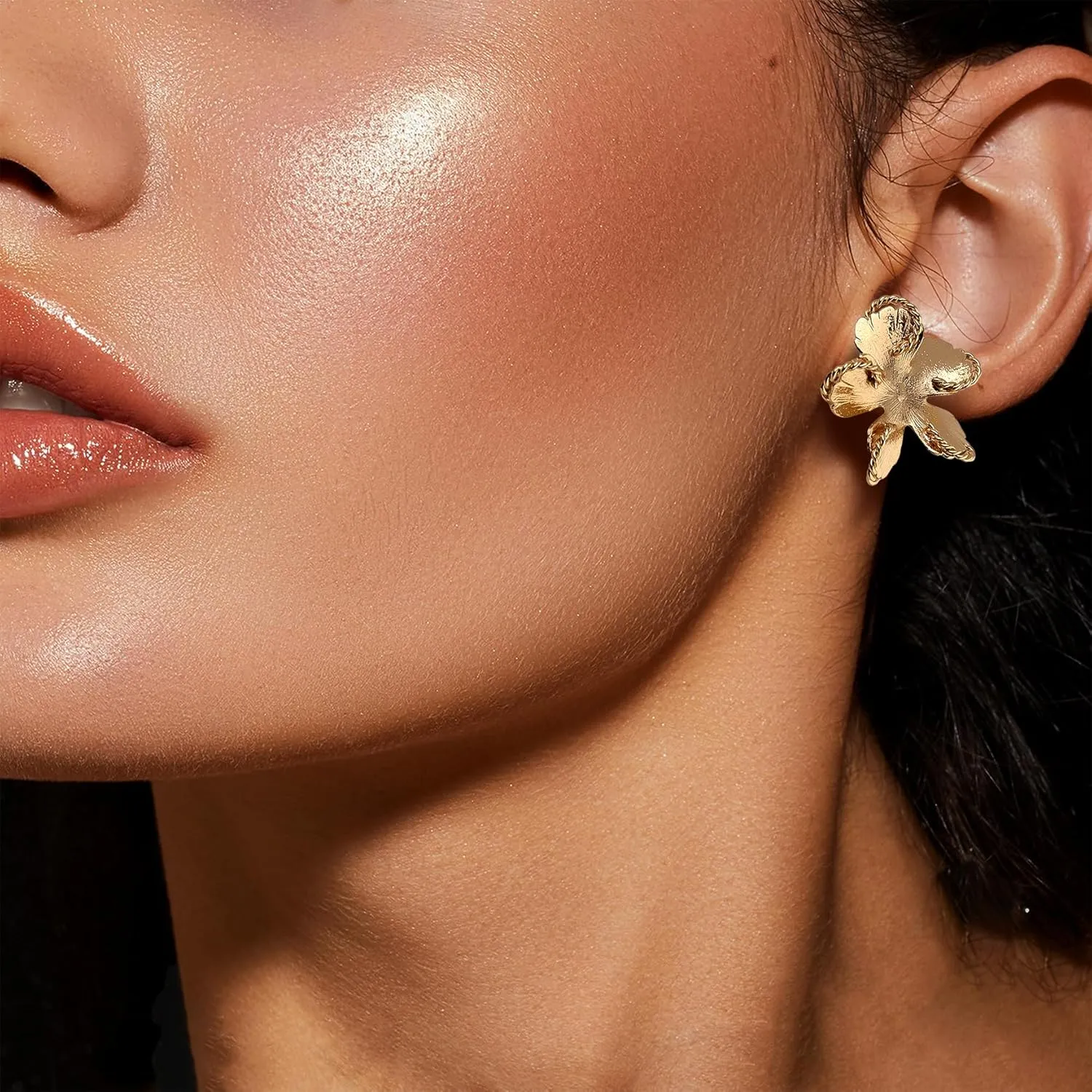 Chunky Gold Stud Earrings for Women, Trendy Statement Earing Summer Party Prom Fashion Jewelry Gifts