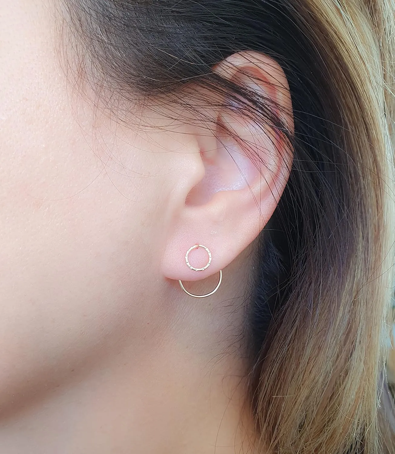 Circle Ear Jackets, Gold Ear Jacket, Double Earrings, Ear Jacket Earrings, Circle Geometric Earrings, Modern Jewelry, Front Back Earrings (gold-filled)