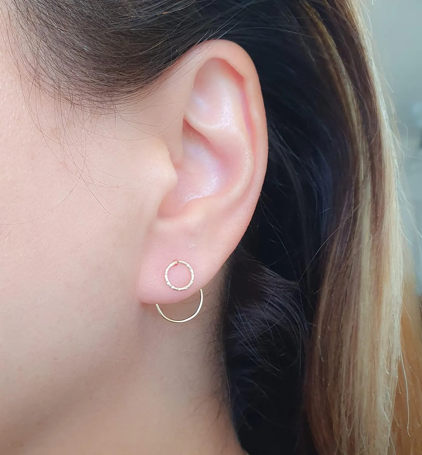 Circle Ear Jackets, Gold Ear Jacket, Double Earrings, Ear Jacket Earrings, Circle Geometric Earrings, Modern Jewelry, Front Back Earrings (gold-filled)