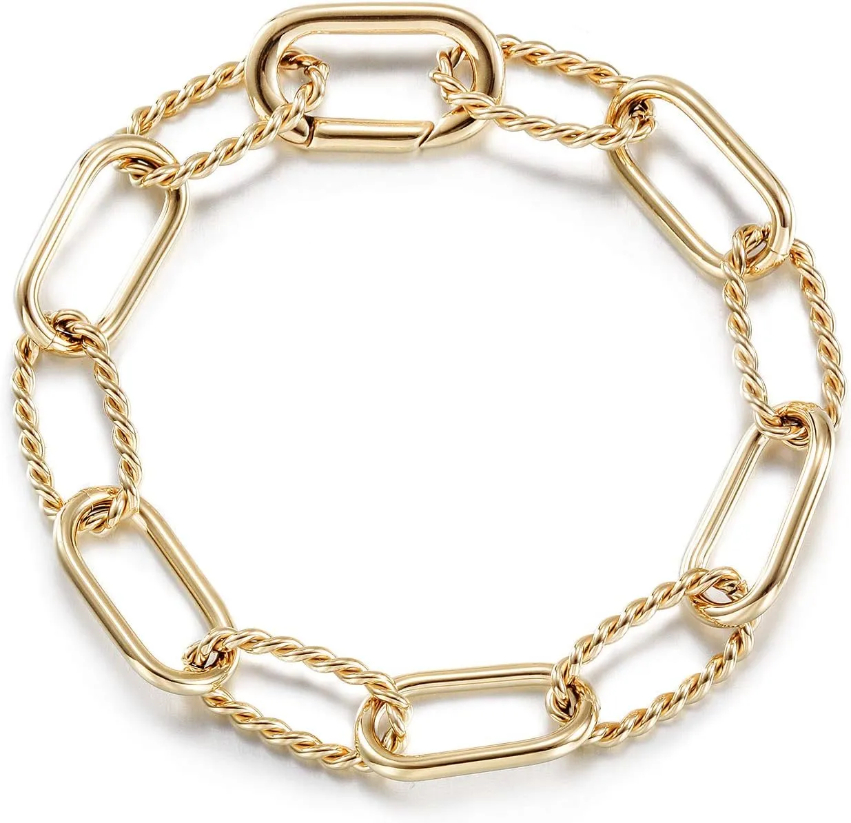 CIUNOFOR 14k Gold Filled Cable Wire bracelet Designer Brand Classic Twist Rope Threader Interlocking bracelet Inspired Antique Textured link chain for wowen