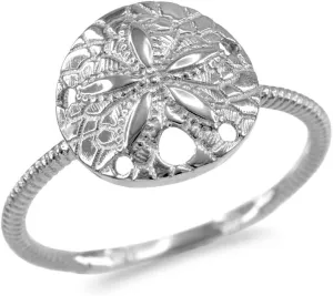 Claddagh Gold Certified 925 Sterling Silver Twisted Rope Band Sand Dollar Ring