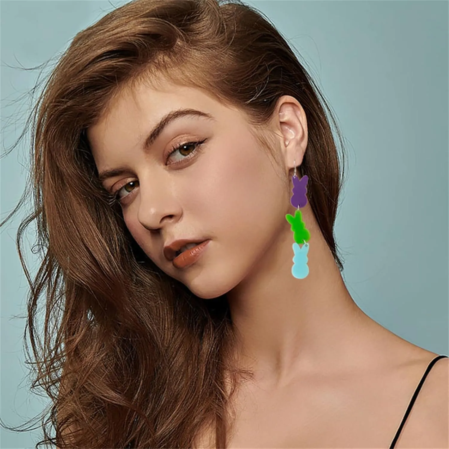 coadipress Easter Acrylic Earrings Cute Egg Rabbit Earrings Rainbow Egg Dangle Earrings for Women Rabbit Easter Jewelry