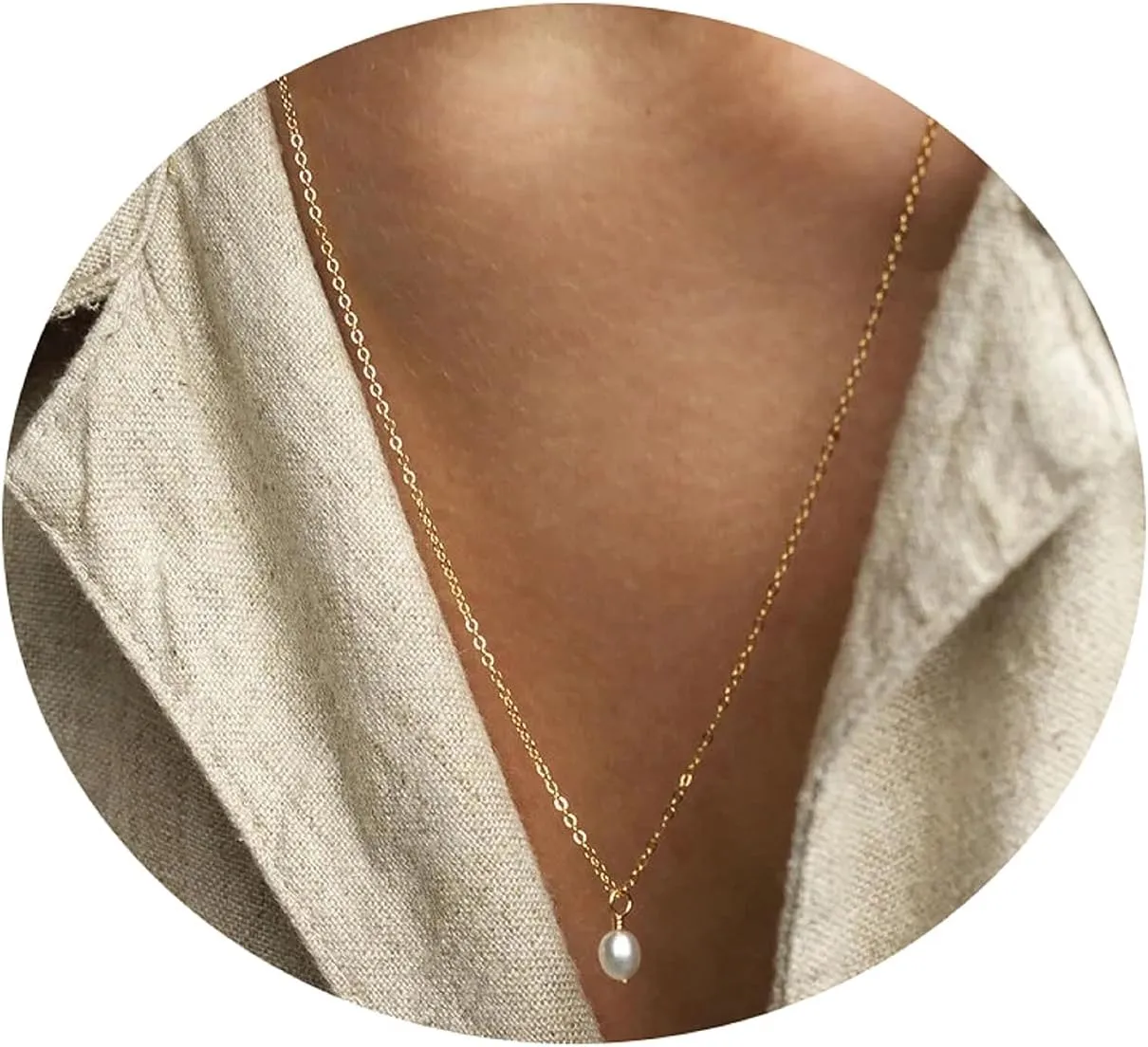 Collner Dainty Pearl Choker - 14K Gold/Silver Plated Layered Freshwater Pearl Necklace - Everyday Jewelry Gift
