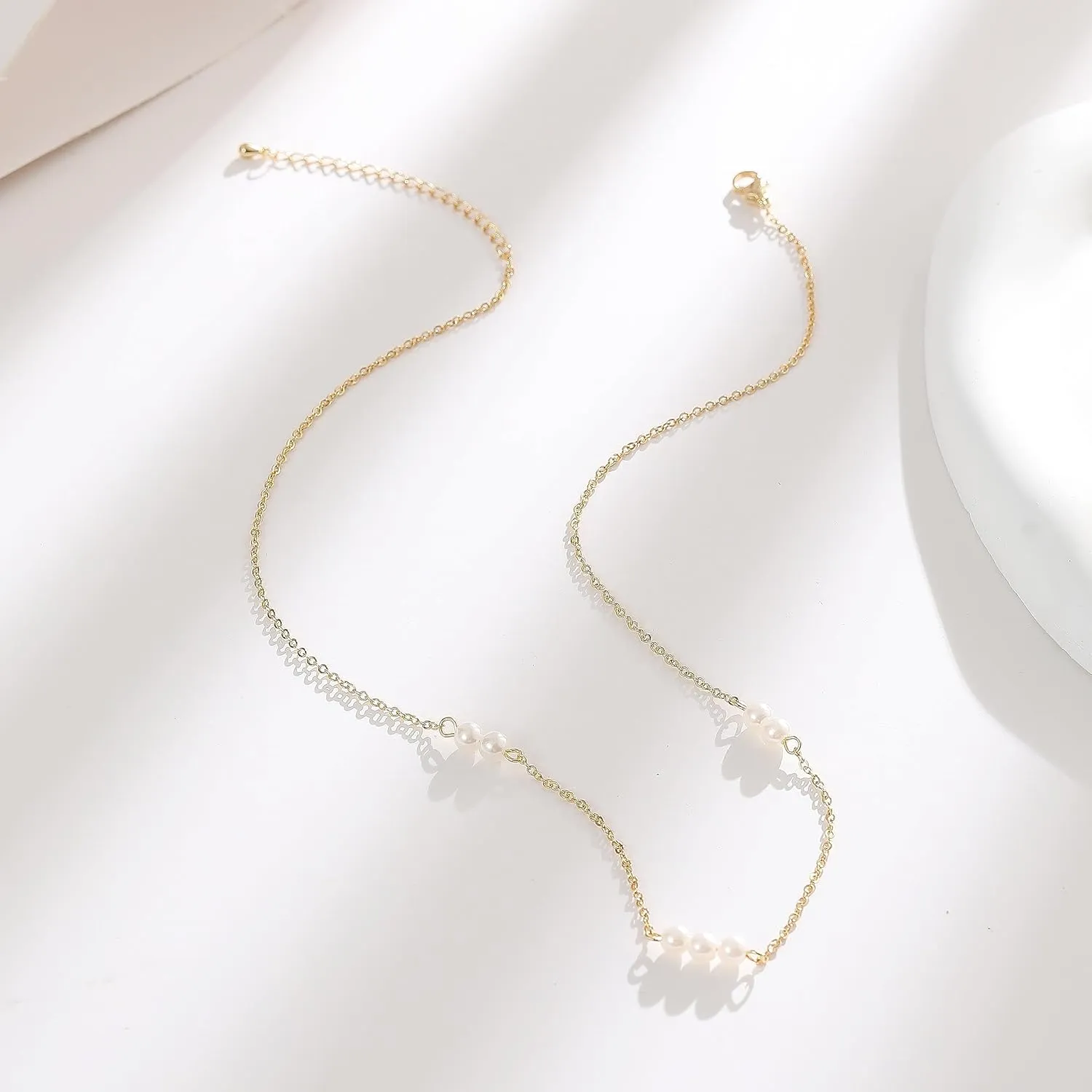 Collner Dainty Pearl Choker - 14K Gold/Silver Plated Layered Freshwater Pearl Necklace - Everyday Jewelry Gift