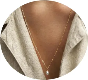 Collner Dainty Pearl Choker - 14K Gold/Silver Plated Layered Freshwater Pearl Necklace - Everyday Jewelry Gift