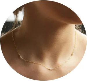 Collner Dainty Pearl Choker - 14K Gold/Silver Plated Layered Freshwater Pearl Necklace - Everyday Jewelry Gift