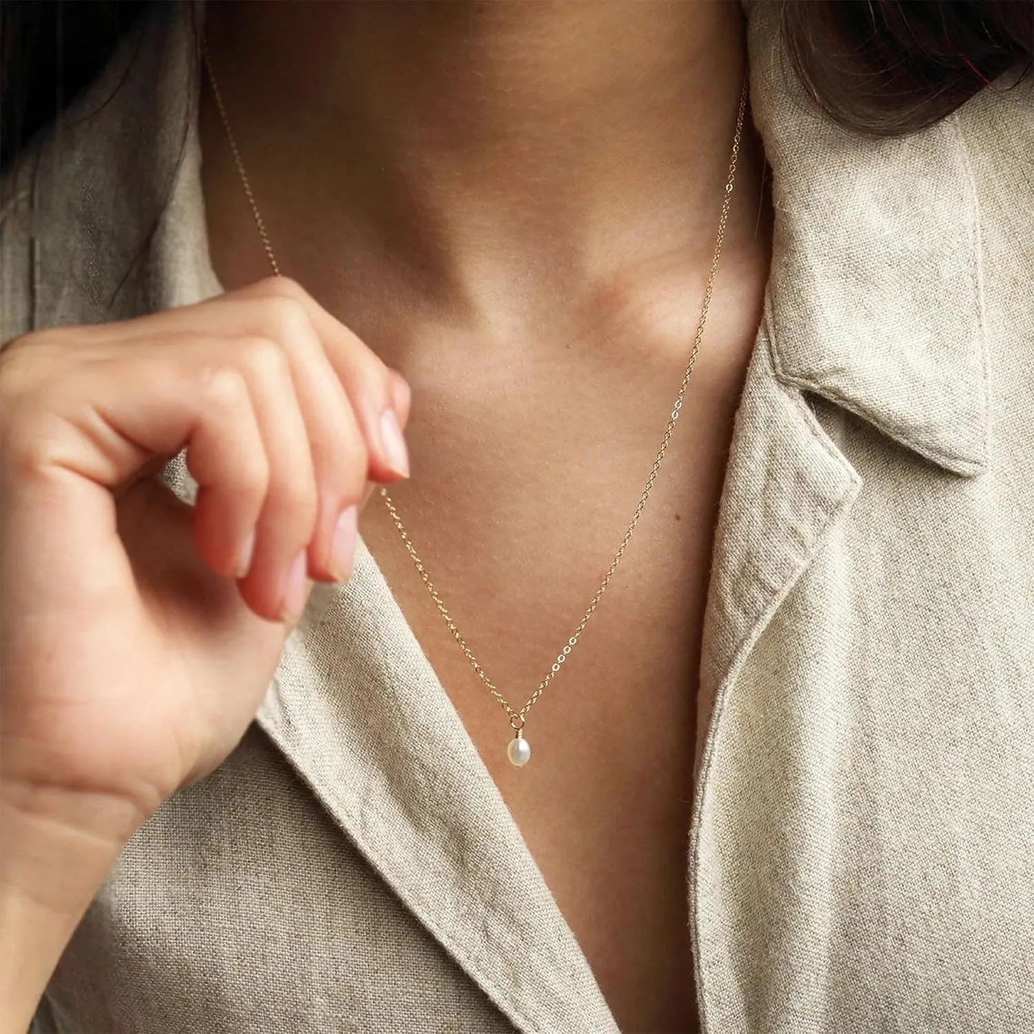 Collner Dainty Pearl Choker - 14K Gold/Silver Plated Layered Freshwater Pearl Necklace - Everyday Jewelry Gift
