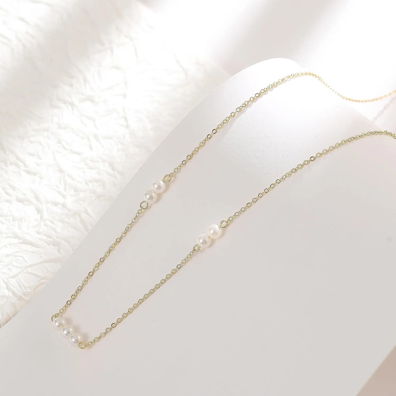 Collner Dainty Pearl Choker - 14K Gold/Silver Plated Layered Freshwater Pearl Necklace - Everyday Jewelry Gift