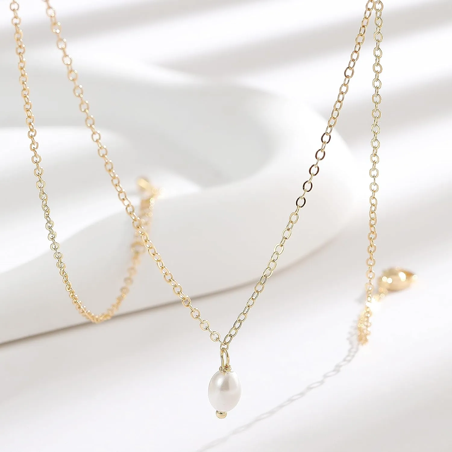 Collner Dainty Pearl Choker - 14K Gold/Silver Plated Layered Freshwater Pearl Necklace - Everyday Jewelry Gift