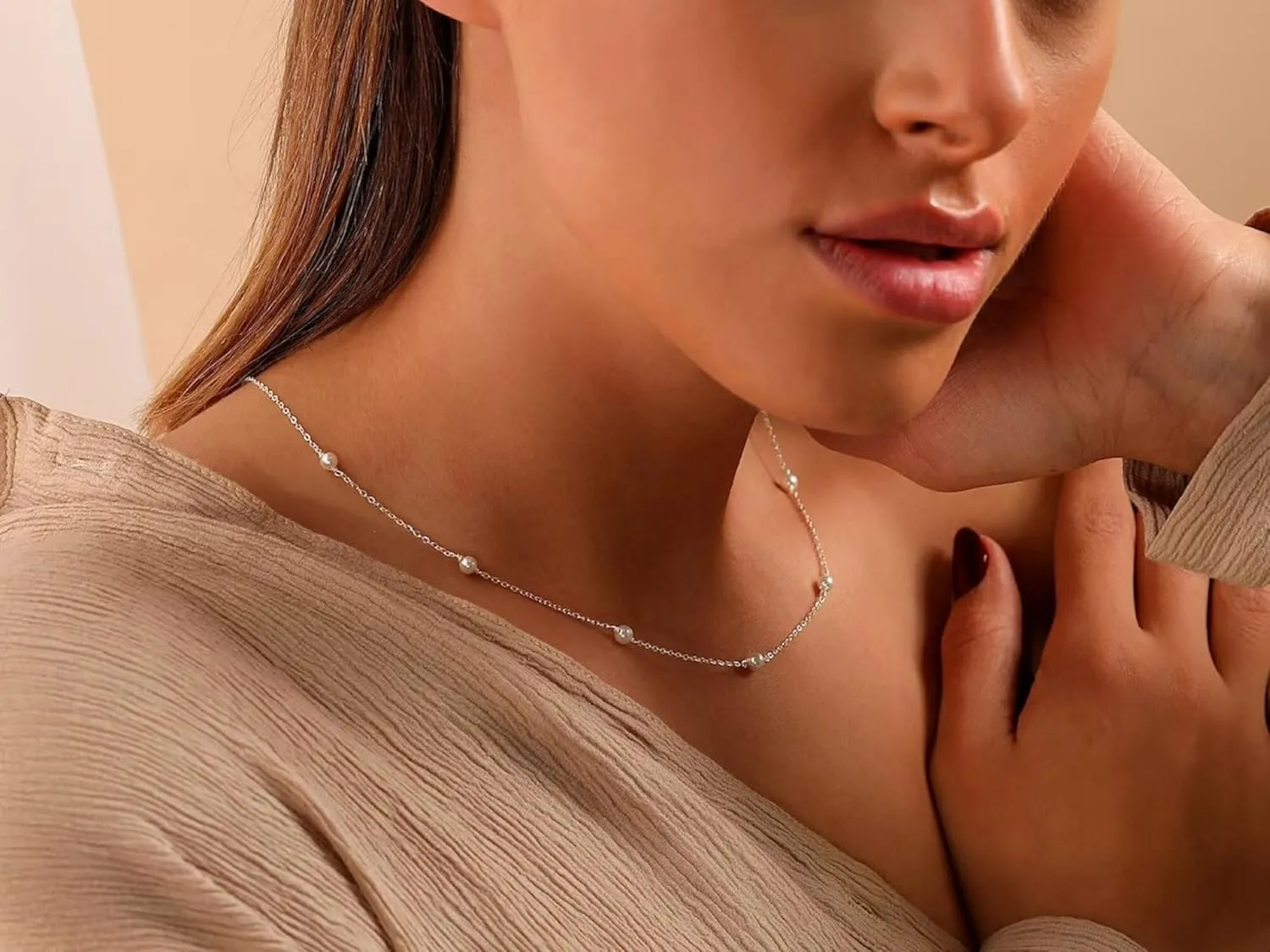 Collner Dainty Pearl Choker - 14K Gold/Silver Plated Layered Freshwater Pearl Necklace - Everyday Jewelry Gift