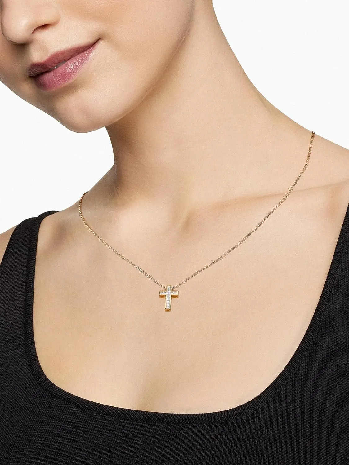 Color-D VVS1 Clarity Princess Cut Moissanite Cross Necklace for Women, Small and Cute Cross, Solid 925 Sterling Silver, 16"/18"/20" Adjustable, Christmas Jewelry, Everyday Necklace