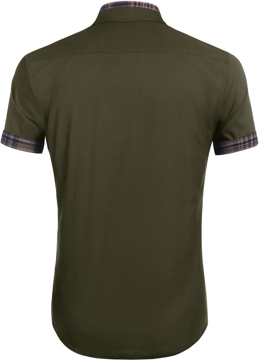 COOFANDY Mens Short Sleeve Dress Shirts Casual Wrinkle Free Shirt Plaid Collar Summer Button Down Shirts