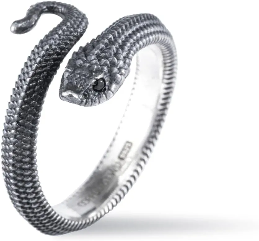 COPPERTIST.WU Hognose Snake Ring Open Rings 925 Sterling Silver Rings Gothic Vintage Aesthetic Jewelry Gift for Women Men