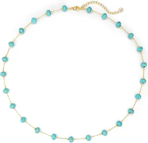 Created Turquoise Necklace for Women 14K Gold Plated Beaded Heart Choker Boho Necklaces Handmade Beach Summer Everyday Gold Jewelry Gifts
