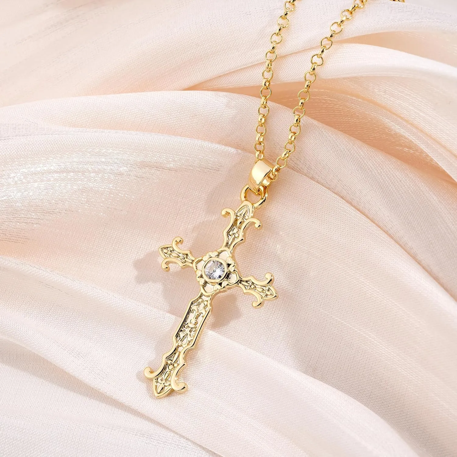 Cross Necklace for Women 14K Gold Plated Necklace Dainty Layered Necklaces Everyday Jewelry for Women