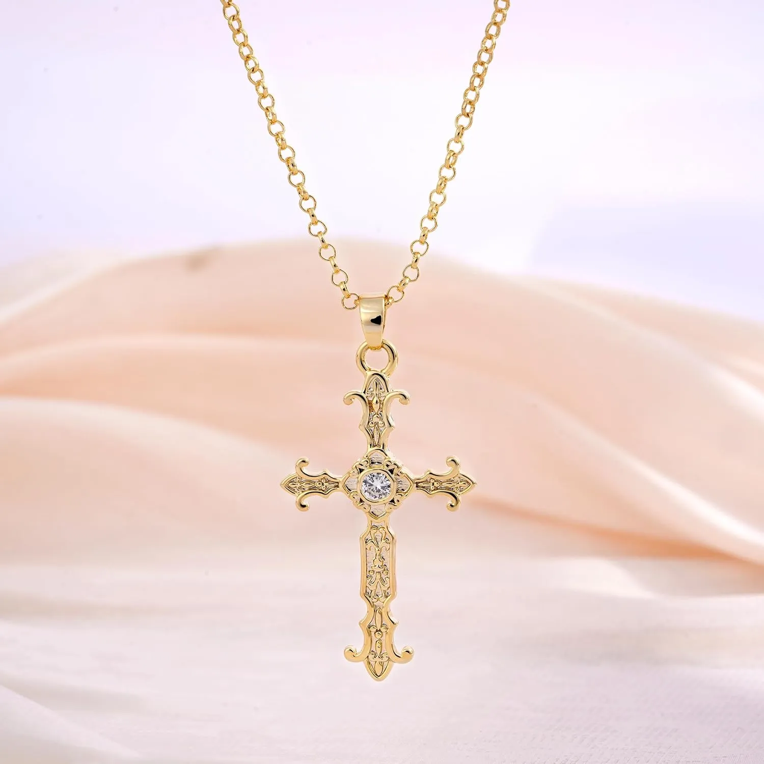 Cross Necklace for Women 14K Gold Plated Necklace Dainty Layered Necklaces Everyday Jewelry for Women