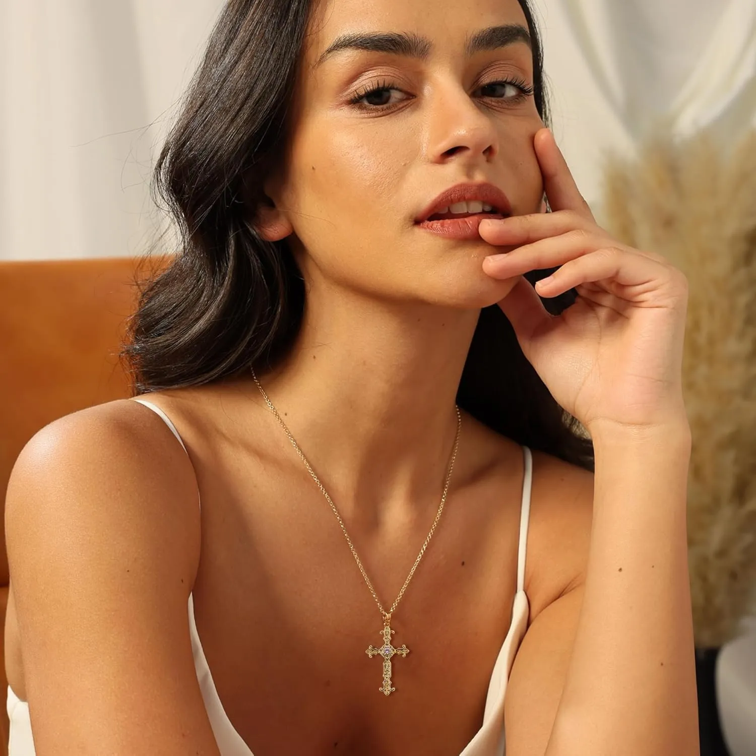 Cross Necklace for Women 14K Gold Plated Necklace Dainty Layered Necklaces Everyday Jewelry for Women