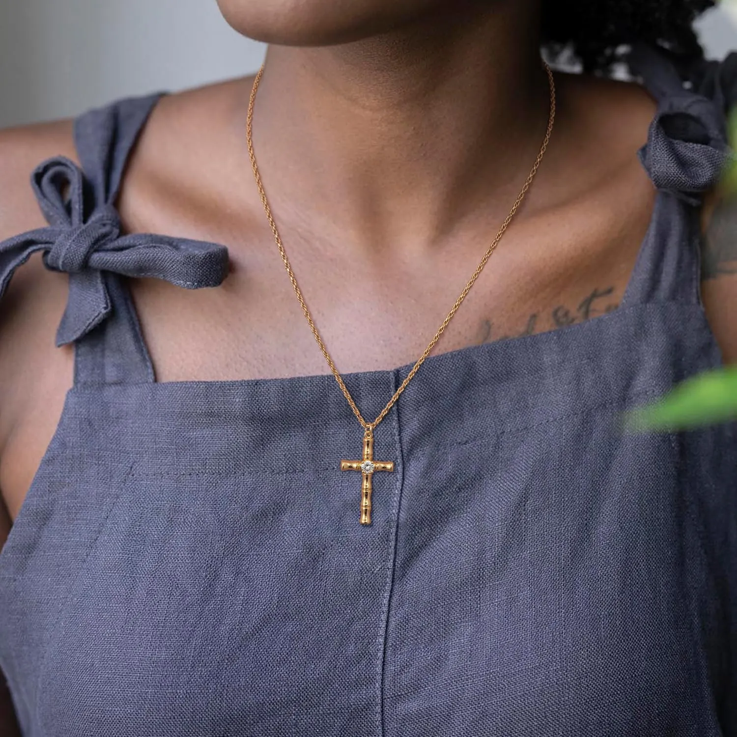 Cross Necklace for Women Trendy 14K Gold Plated Cubic Zirconia Cross Pendant Necklaces Handmade Christian Everyday Jewelry Gifts for Women