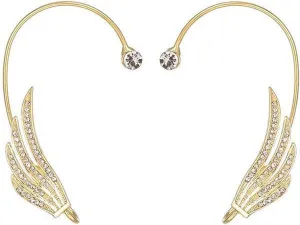 Crystal Angel Wing Ear Cuff Earrings for Women Sparkling Silver Geometric Rhinestone Non Piercing Clip On Earrings Dainty Bride Bridesmaid Jewelry